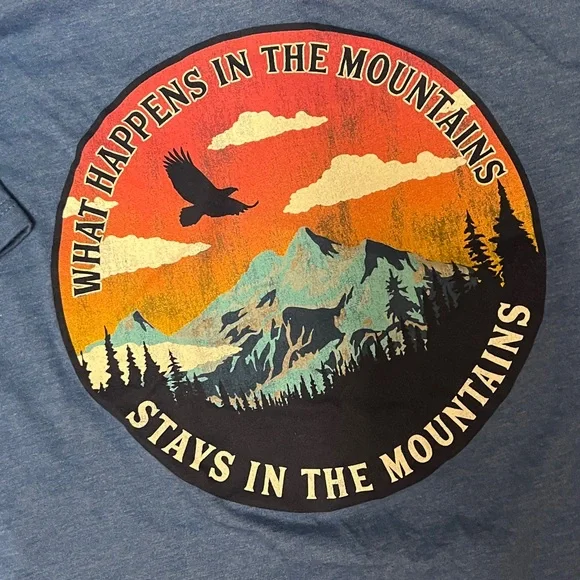 Sonoma What happens in the mountains blue T shirt. Size S - Picture 3 of 4